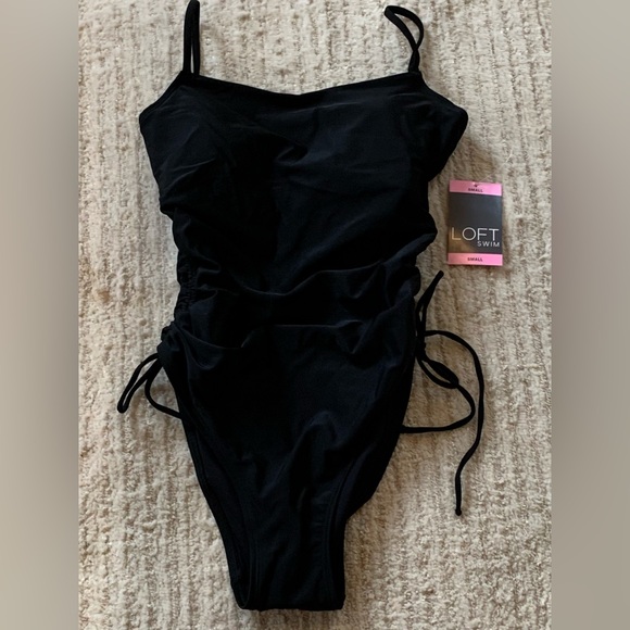 LOFT Other - LOFT Black Women's Shirred Side‎ Tie
One-Piece Swimsuit NWT Women's
Size S